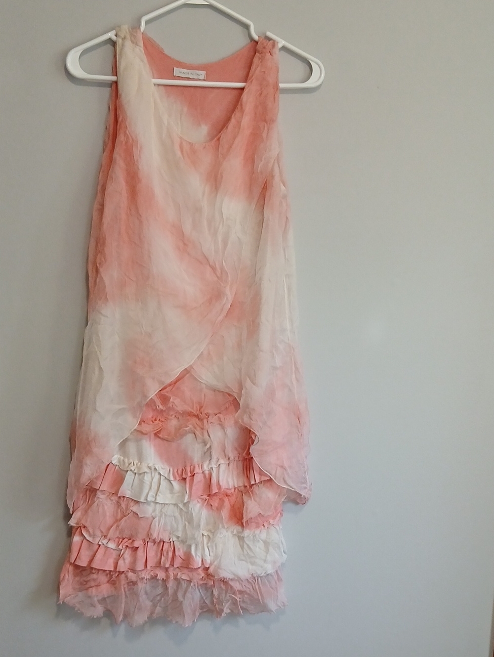 Pink & White Layered Ruffle Casual Dress womens